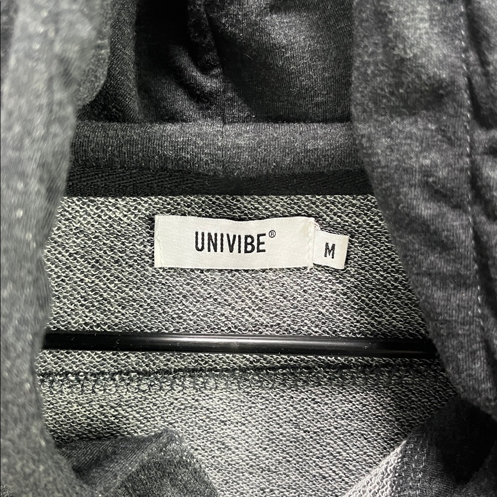Univibe Men's Button Up Hooded Charcoal Gray Sz M Utility Heavy Shirt Drawstring - Picture 3 of 9